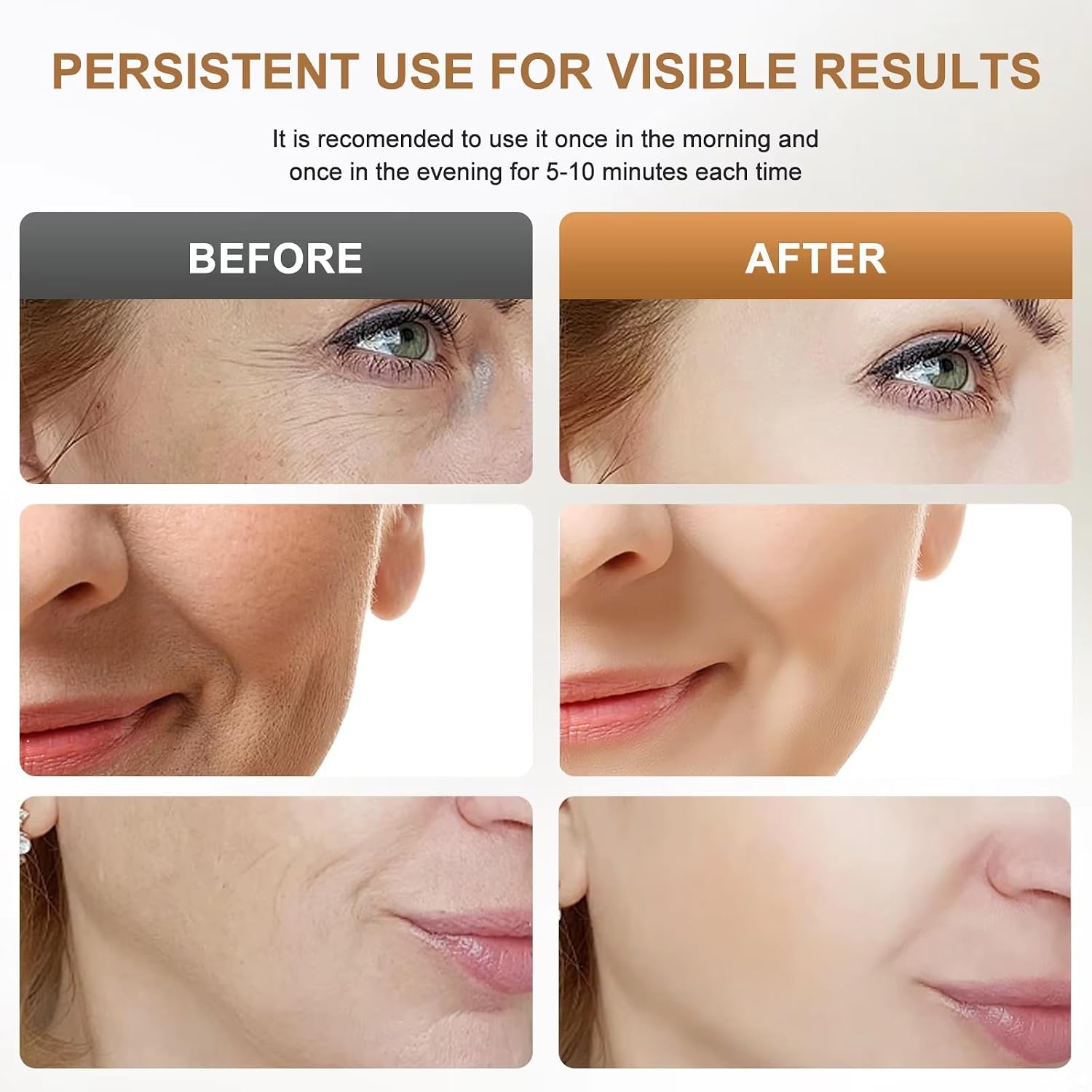 Before and after images showing skin improvement with persistent use