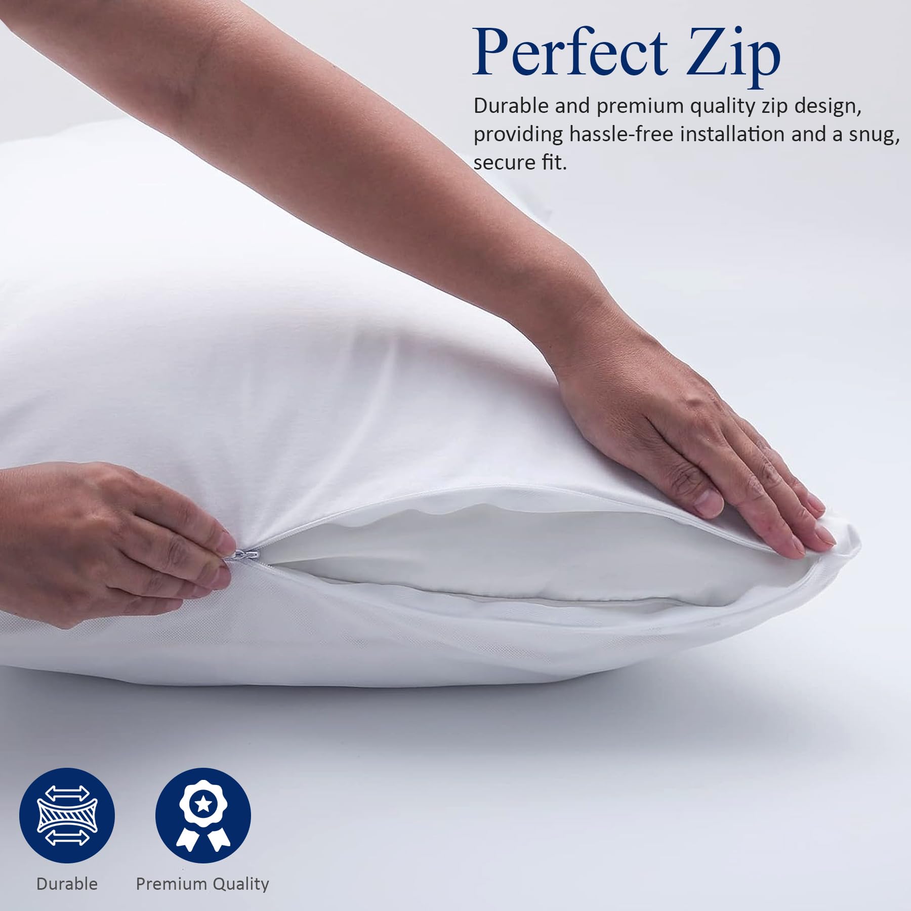 Sirenpho Pack of 6 Waterproof Pillow Protectors Zippered Covers 50x75cm, Anti Dust Mite - Image 3
