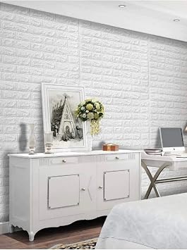 UKAB DEKOR Suya Neme Dayanıklı Kendinden Yapışkanlı 3d Kabartmalı Duvar Kağıdı 50x70 beyaz 70 x 52