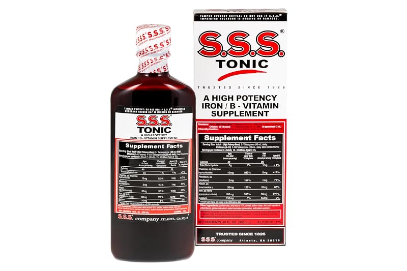 S.S.S. CO Suplemento multivitamínico líquido com ferro e vitaminas B1, B2 e B3, 296 mL