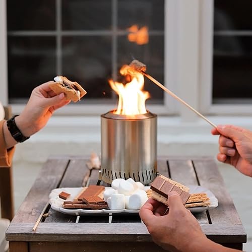 Miniatura 4 de Fogata de mesa – Chimenea portátil sin humo para patio, balcón y campamento – Mesa de fogata interior, mini parrilla, hoguera de mesa Smores,