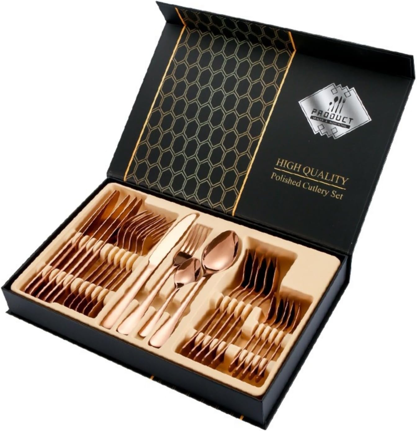 Stainless steel Western tableware 1010 four piece set, knife, fork, spoon 24 piece set, cross-border gift box tableware set