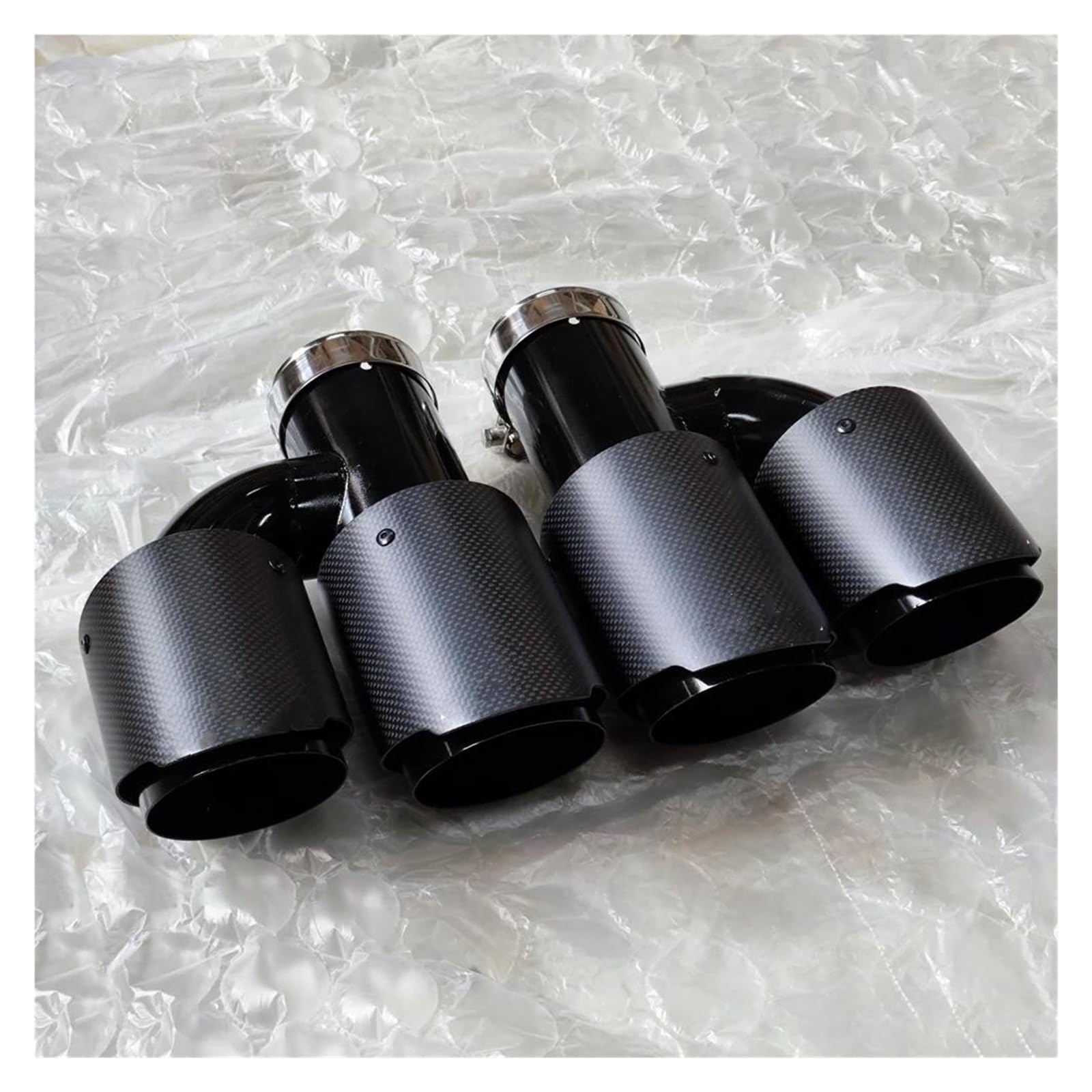 Auspuffblenden 2 Stück H-Typ Dual Car Universal-Auspuffspitzen Matt Schwarz Edelstahl Doppelausgang Auspuffrohre Schalldämpfer Endrohr Auspuffendrohr(ID 63MM-OD 101MM)