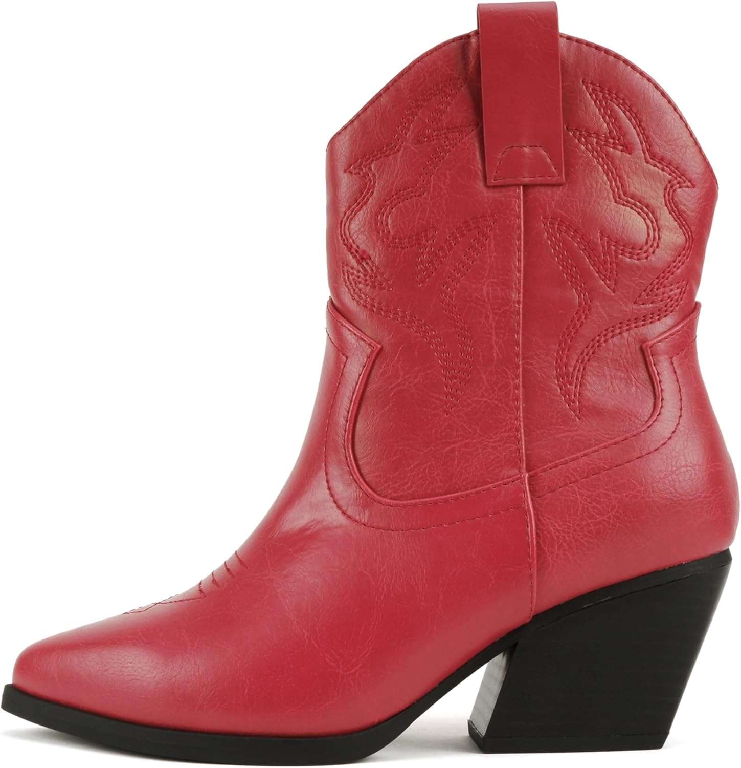 Soda BLAZING ~ Women Western Bootie Pointe Toe with Low Heel (Wide Fit Available)
