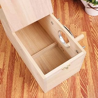 YJJKJ Natural Wood Parakeet Nesting Box for Budgies, Lovebirds, Cockatiels - Breeding Bird House with Perch & Egg Baffle, Multiple Sizes