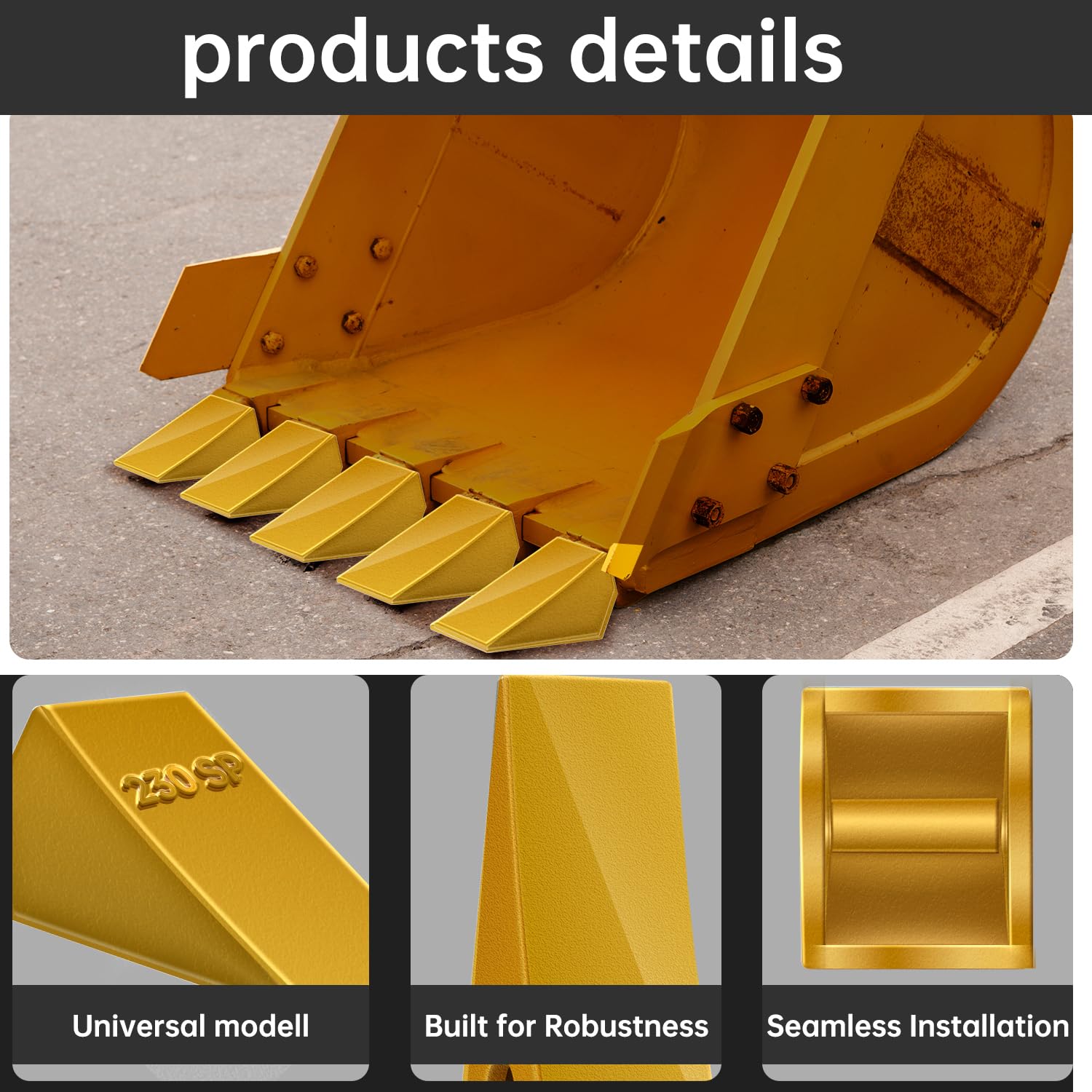 Upgraded 230SP Excavator Bucket Teeth with Pins, Mini Backhoe Skid Steer Accessories fh with TF23P Flex Pins for 23 & 230 Series Skid Steer loaders and excavators(5 Packs)