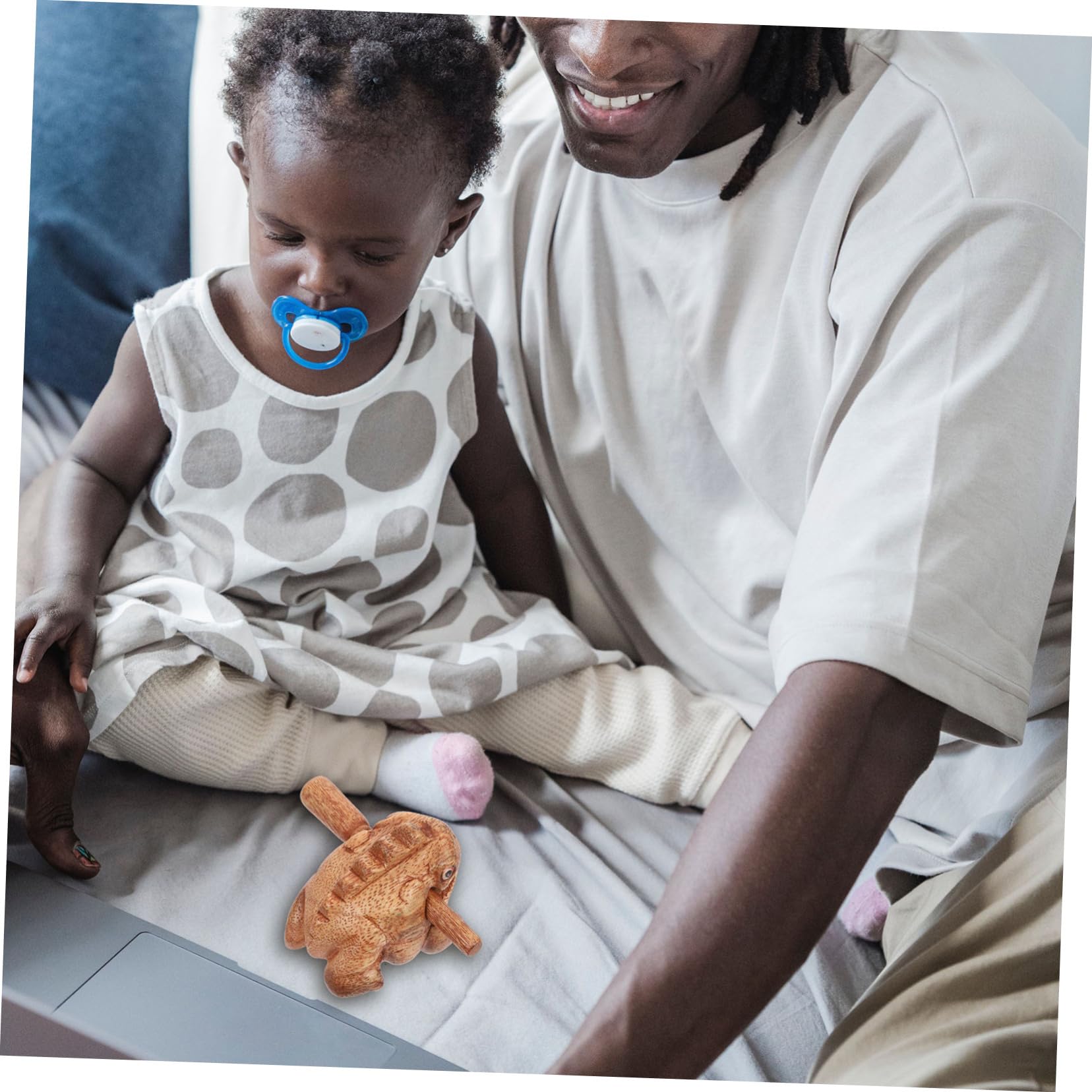 BESTonZON Lucky Frog Toy Wooden Music Plaything for Boys and Girls Frog Figurines Toy Frog Toys Sound Safe