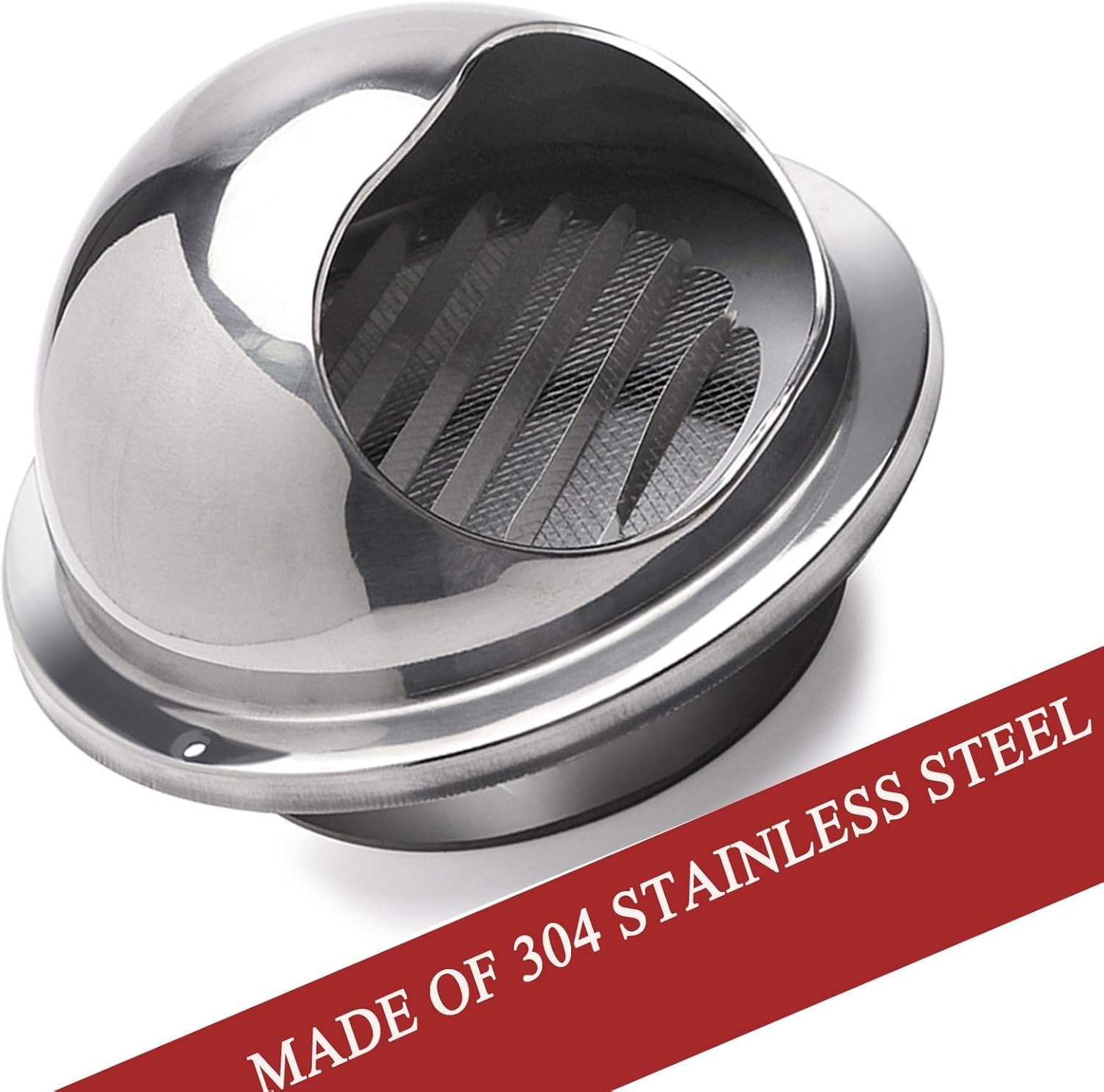 Ventilation Outlet, Soffit Vents, Round Bull Nosed External Extractor, Stainless Steel Vents, Exhaust Hood Vent, 304 Stainless Steel Air Vent, With Built-in Screen Mesh, For Kitchen Bedroom Bathr