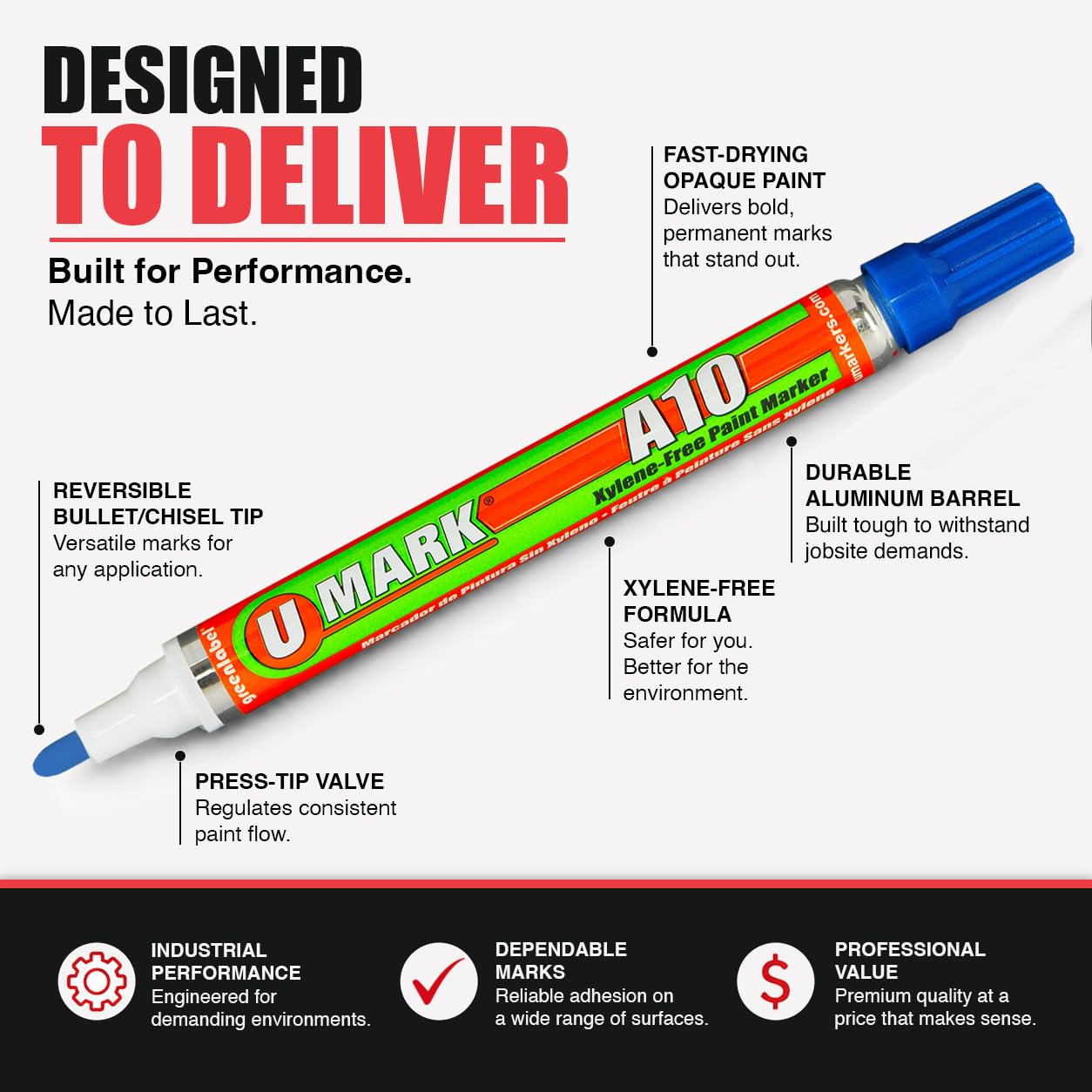 u-mark 10105 A10 Paint – Rotuladores de punta media (12 unidades), color blanco