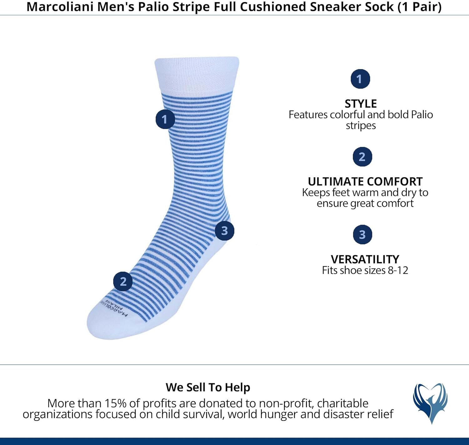 Men's Palio Stripe Full Cushioned Sneaker Sock (1 Pair)