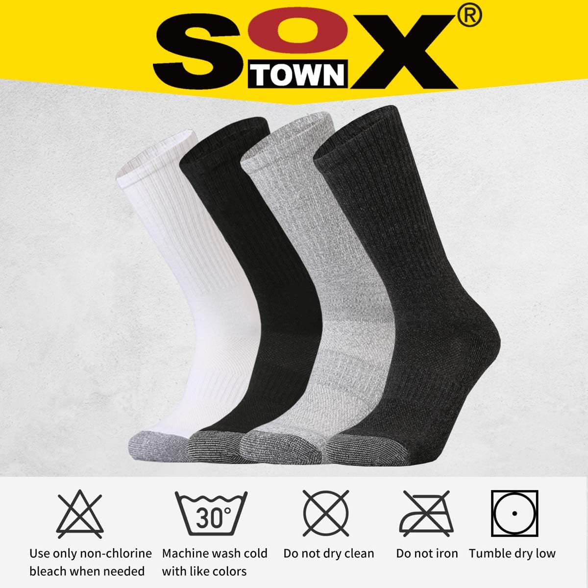 SOX TOWN Unisex Cushioned Crew Training Athletic Socks Men & Women with Combed Cotton Moisture Wicking Breathable Performance - Image 6