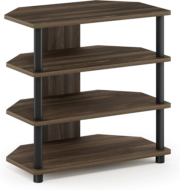 Furinno 4-Tier Petite TV Stand, Wood, Columbia Walnut/Black