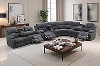 Vista 11 de A Ainehome Juego de Sofá Seccional Reclinable con Almacenamiento, Juegos de Sofá de Pana Reclinables Seccionales Manuales para Sala de Estar con 3