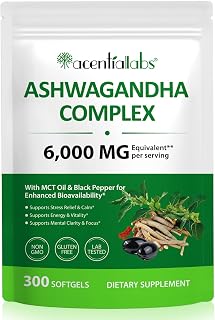 Ashwagandha Extract Softgels, 300 Softgels - with MCT Oil & Black Pepper - Herbal Supplement for Relaxation & Calm Mood