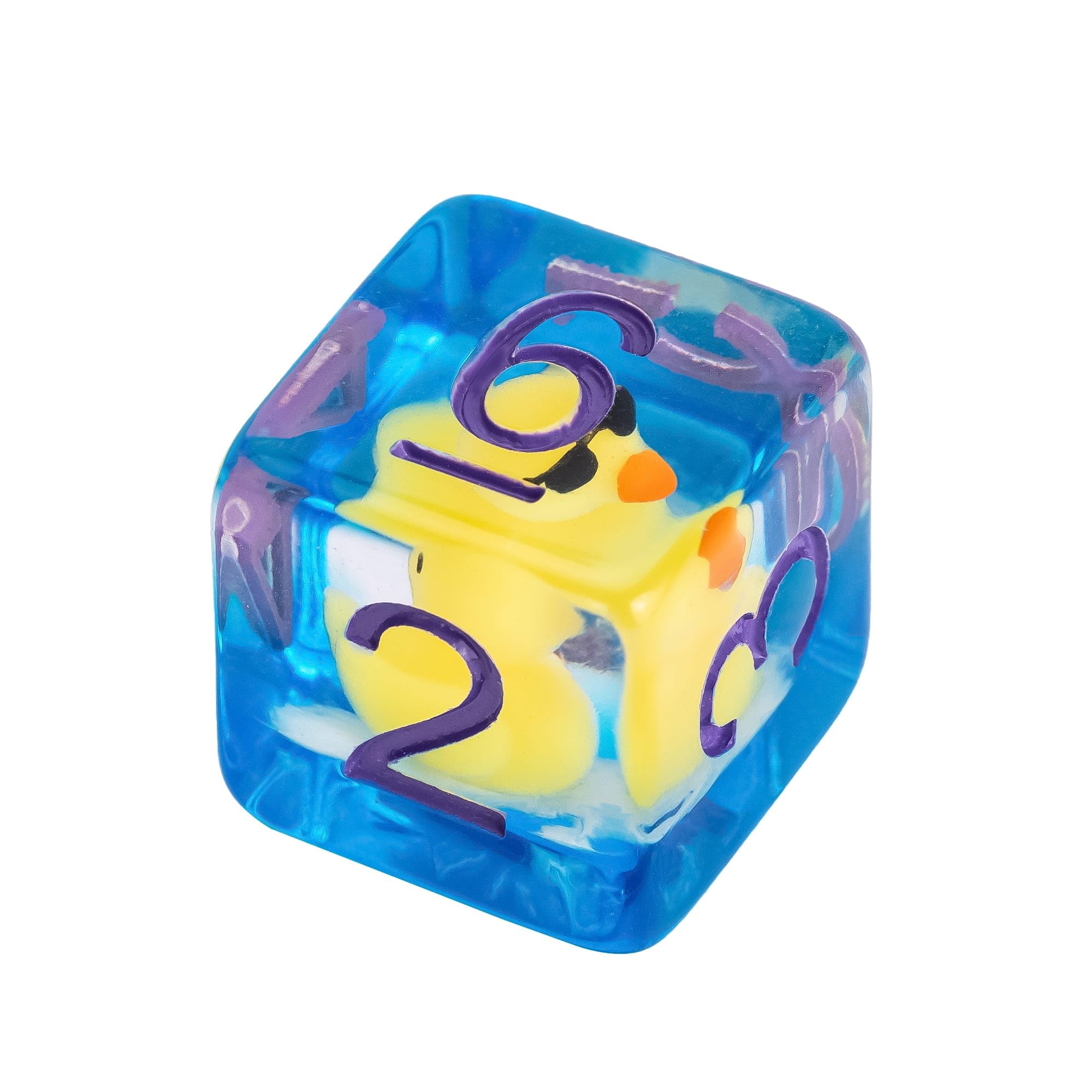 Cusdie DND Dice Set, 7-Piece Transparent Resin Dice with Sunglass-Wearing Duck Design - Image 2