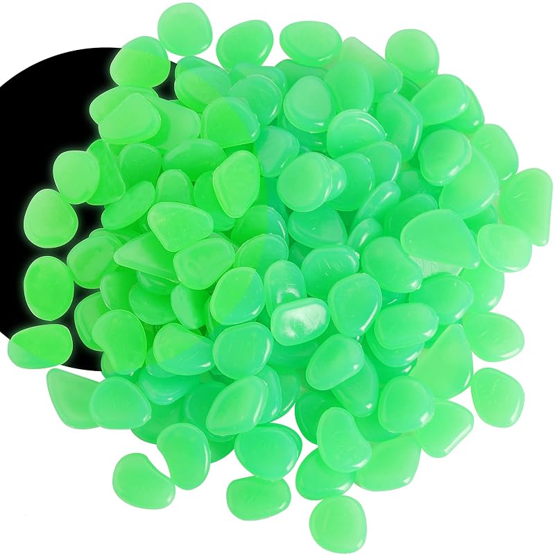 Pedras Decorativas Luminosas Verdes para Aquário e Jardim OSOPOLA, Pacote com 150
