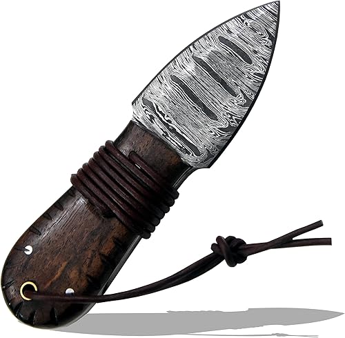 Miniatura 3 de Hercules Knives Cuchillos Custom Hand Forged Damasco Acero Vintage Cuchillo de Caza Ciervo Cuchillo de Desollar Cuchillo de Nogal Mango de Cuero