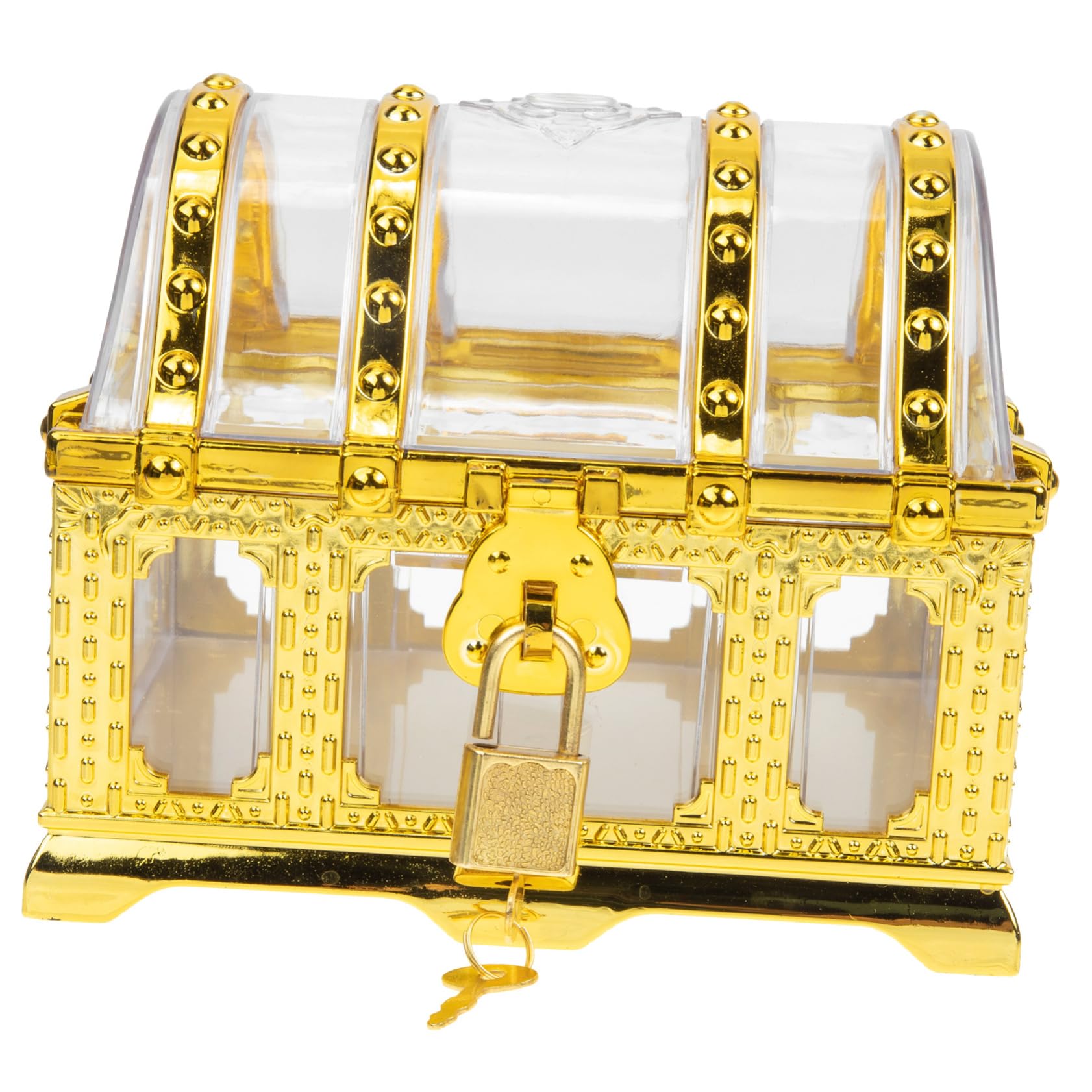 Cabilock Plastic Transparent Pirate Treasure Chest Box Organizer for Jewelry Decorations for Treasure Hunts Halloween present Giving