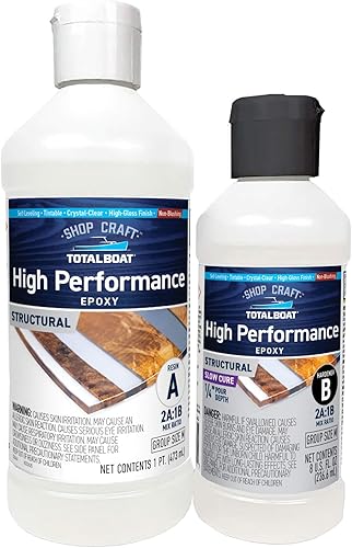 TotalBoat Kits de resina epóxica de alto rendimiento, resina transparente de grado marino y endurecedor para carpintería, fibra de vidrio y madera