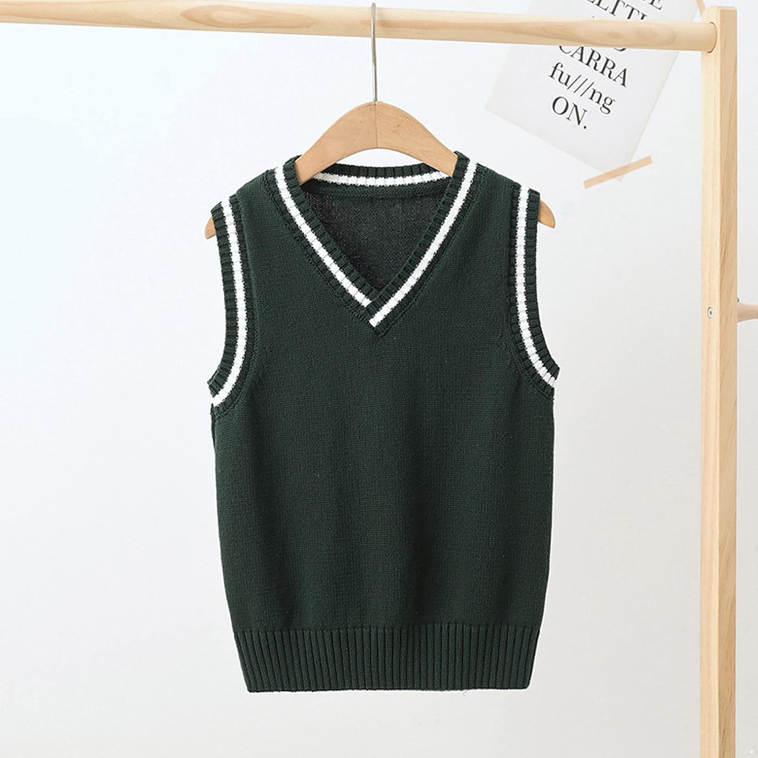 Loyan Kids Girls Boys Sleeveless Pullover Cardigan V-Neck Sweater Vest School Uniforms Clothes Knitted Waistcoat