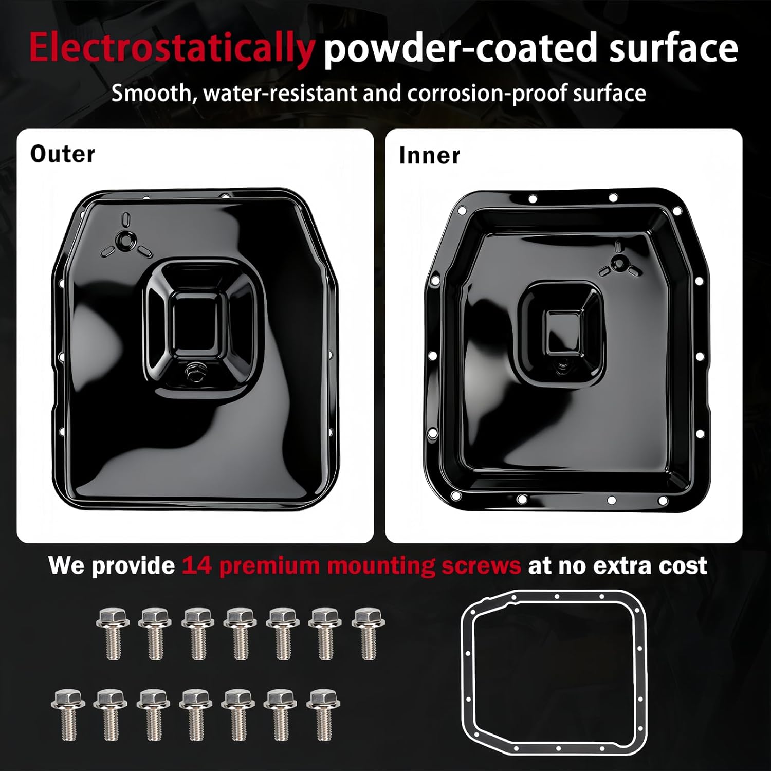 265-813 Transmission Oil Pan with Gasket and Drain Plug &14 Screw Fits for Ford E-150 F-150 E-250 E-350 E-450 Mustang Expedition/Lincoln/Mercury Models