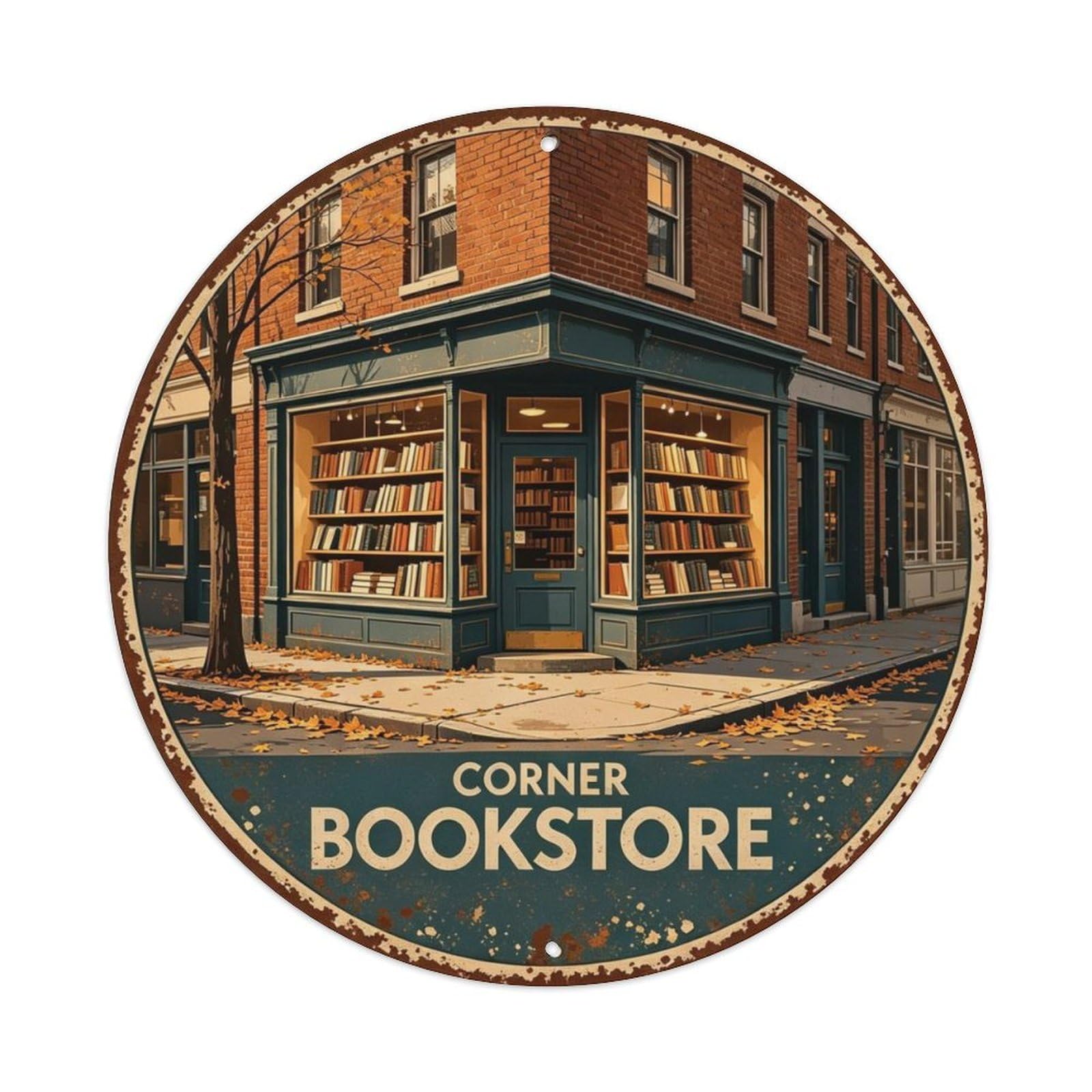 Corner Bookstore Metal Tin Sign Plaque