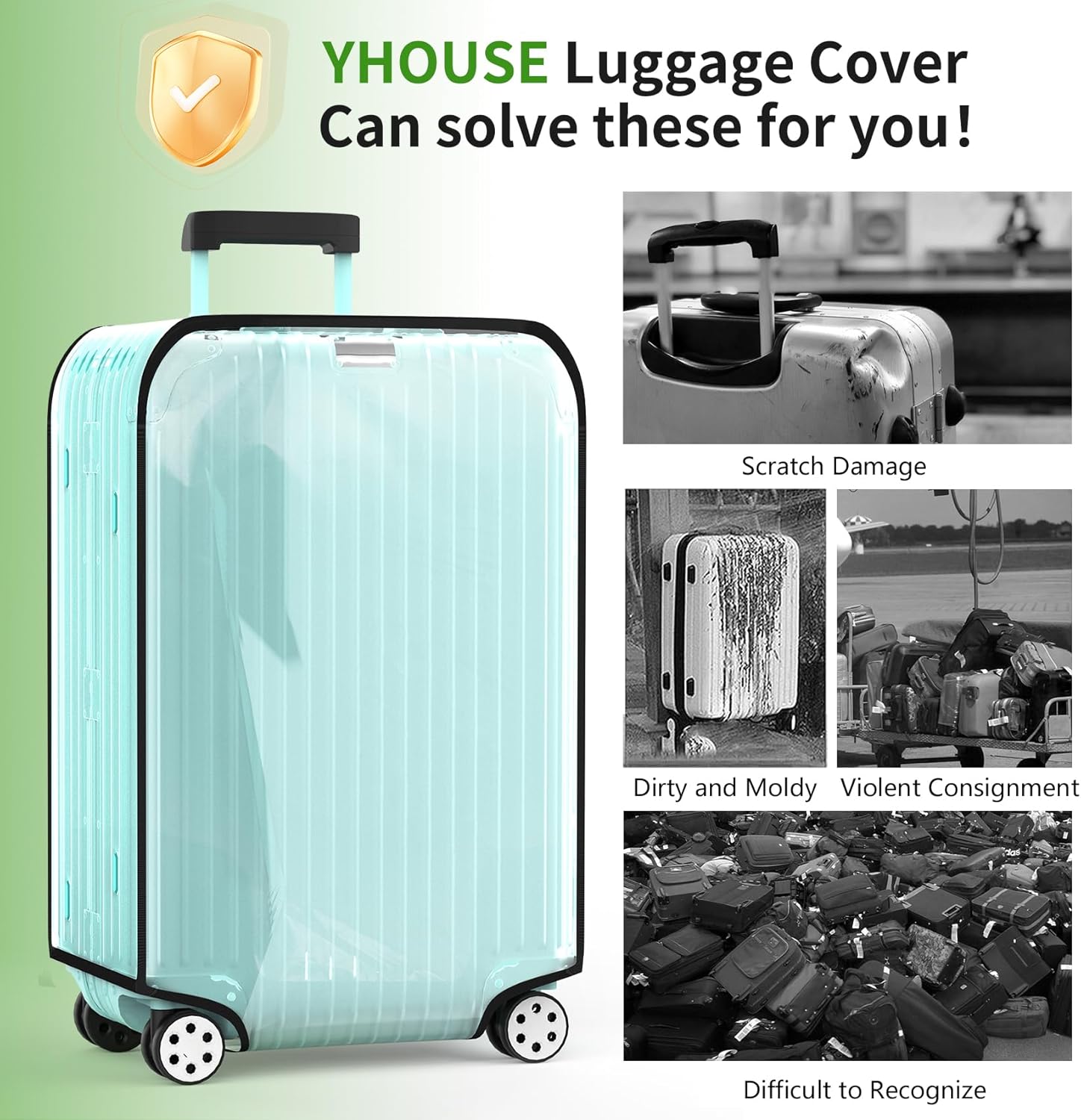 Suitcase Covers For Luggage, 30 Inch Clear PVC Luggage Covers Protector Full Thicken Transparent Waterproof Suitcase Sleeve With Large Velcro for 30" Wheeled Suitcases - Image 4