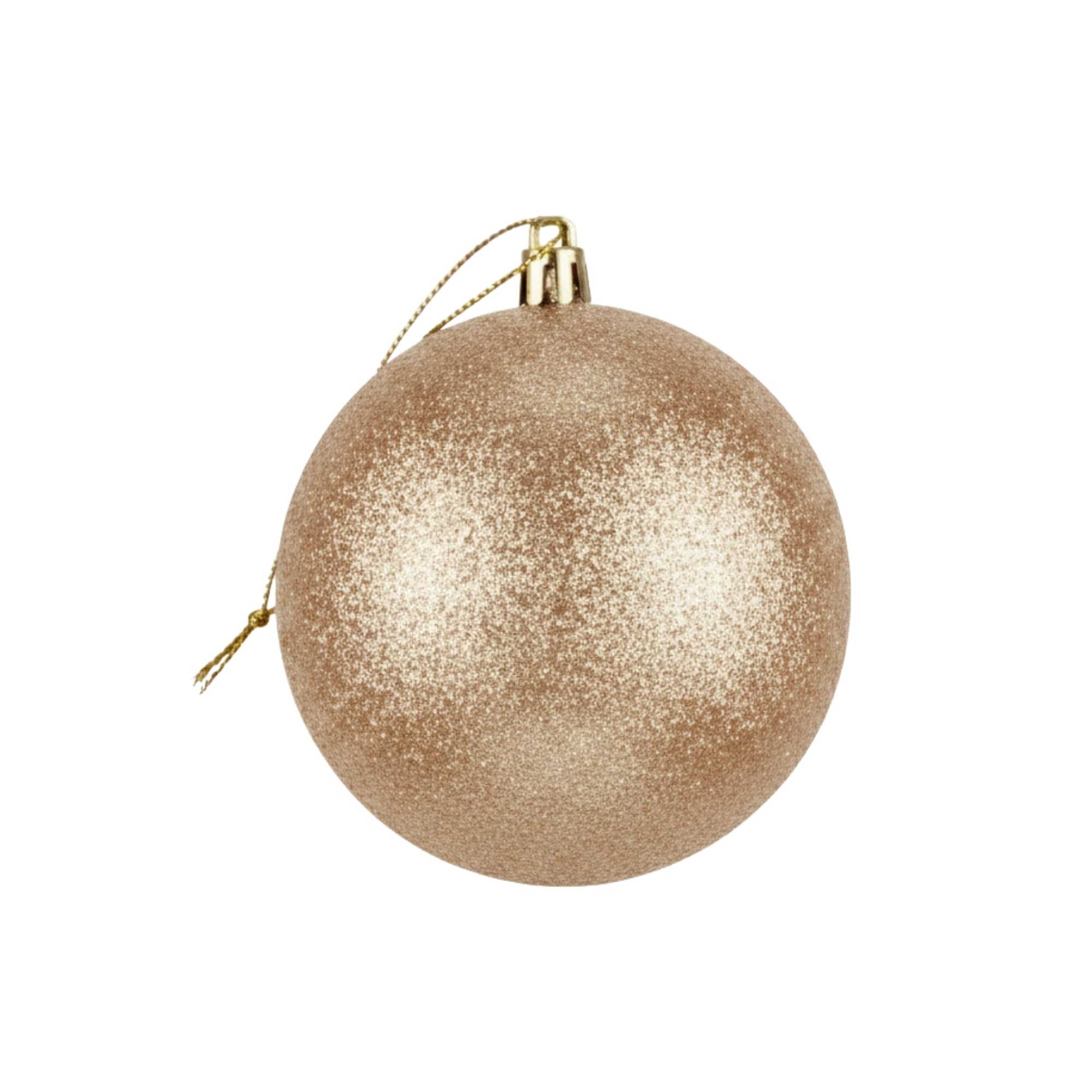 Shatchi Champagne 20Cm Large Bauble Pvc Shatterproof Glitter Finish Christmas Balls Ornament - Festive Xmas Tree Hanging Decorations, Round Ornament For Holiday Home Decor