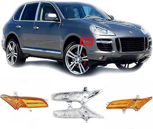 Tapa de luz de marcador lateral para Porsche Cayenne 07-10 9PA1 955 957 Base Sport Turbo GTS S 2007 2008 2009 2010 Lámpara intermitente LED amarillo