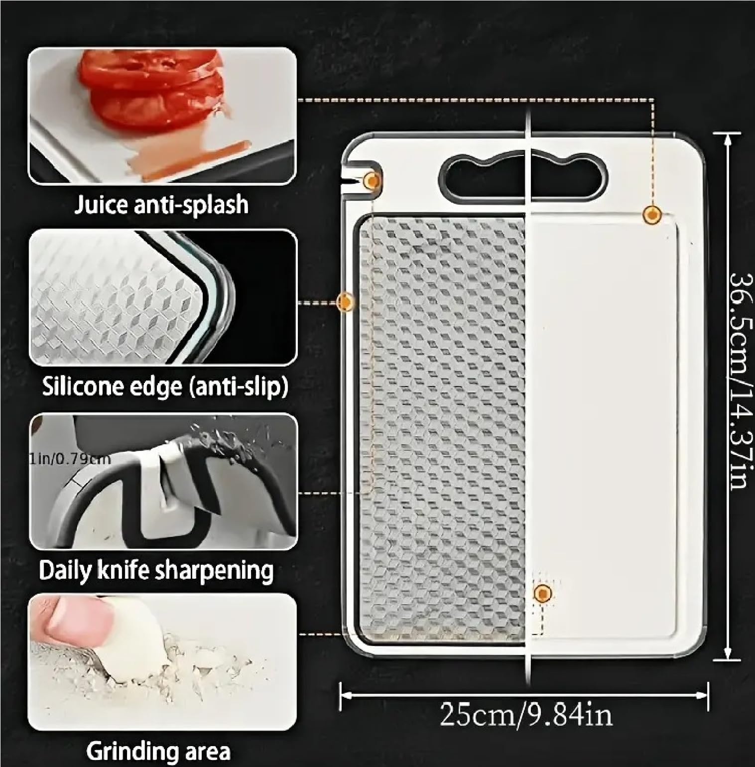 Double Sided Cutting Board with Knife Sharpener -2 Double Sided Cutting Board with Knife Sharpener -2