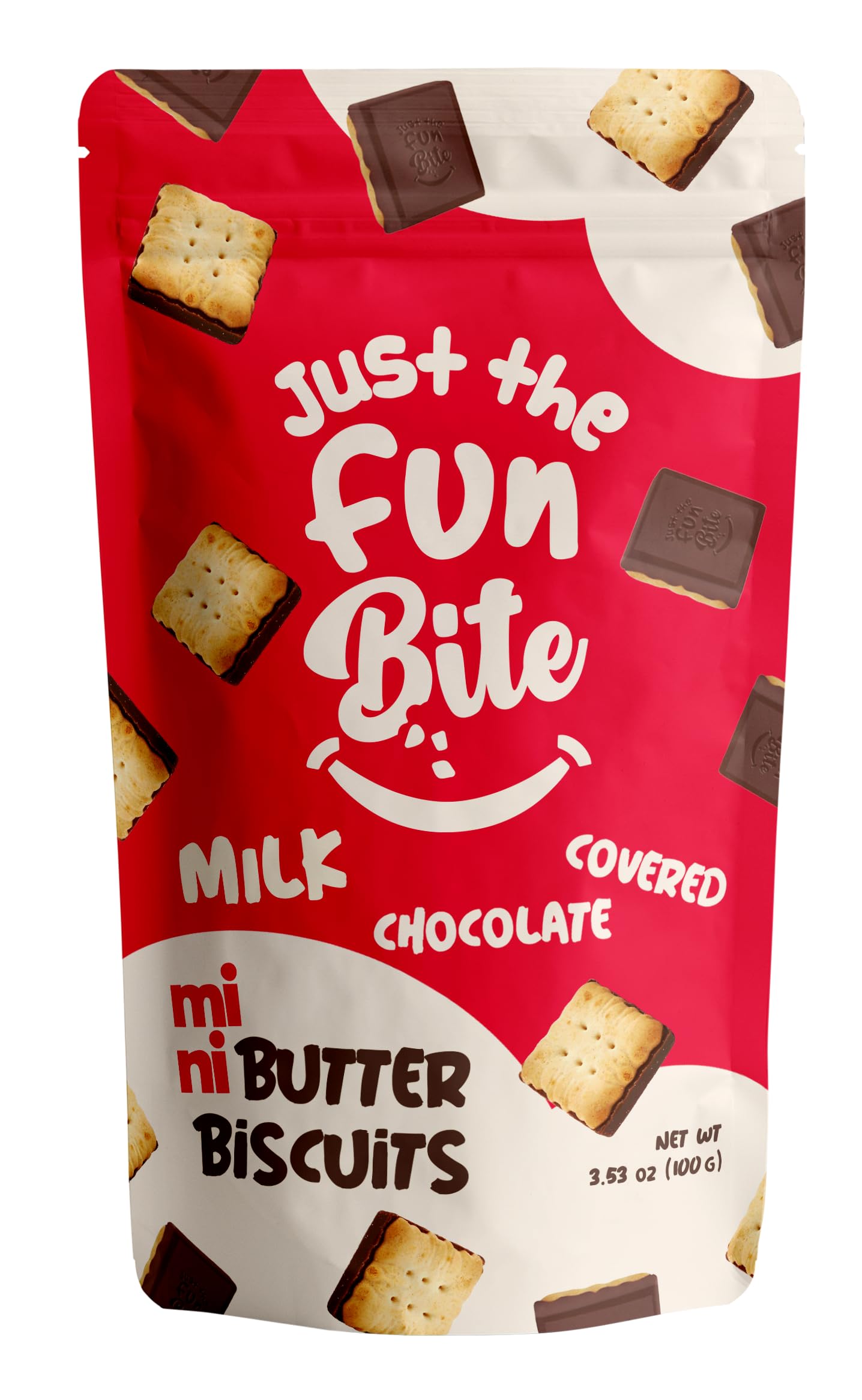 Just The Fun Bite Mini Butter Biscuits Bites | Milk Chocolate | Resealable Bag, 3.53 oz
