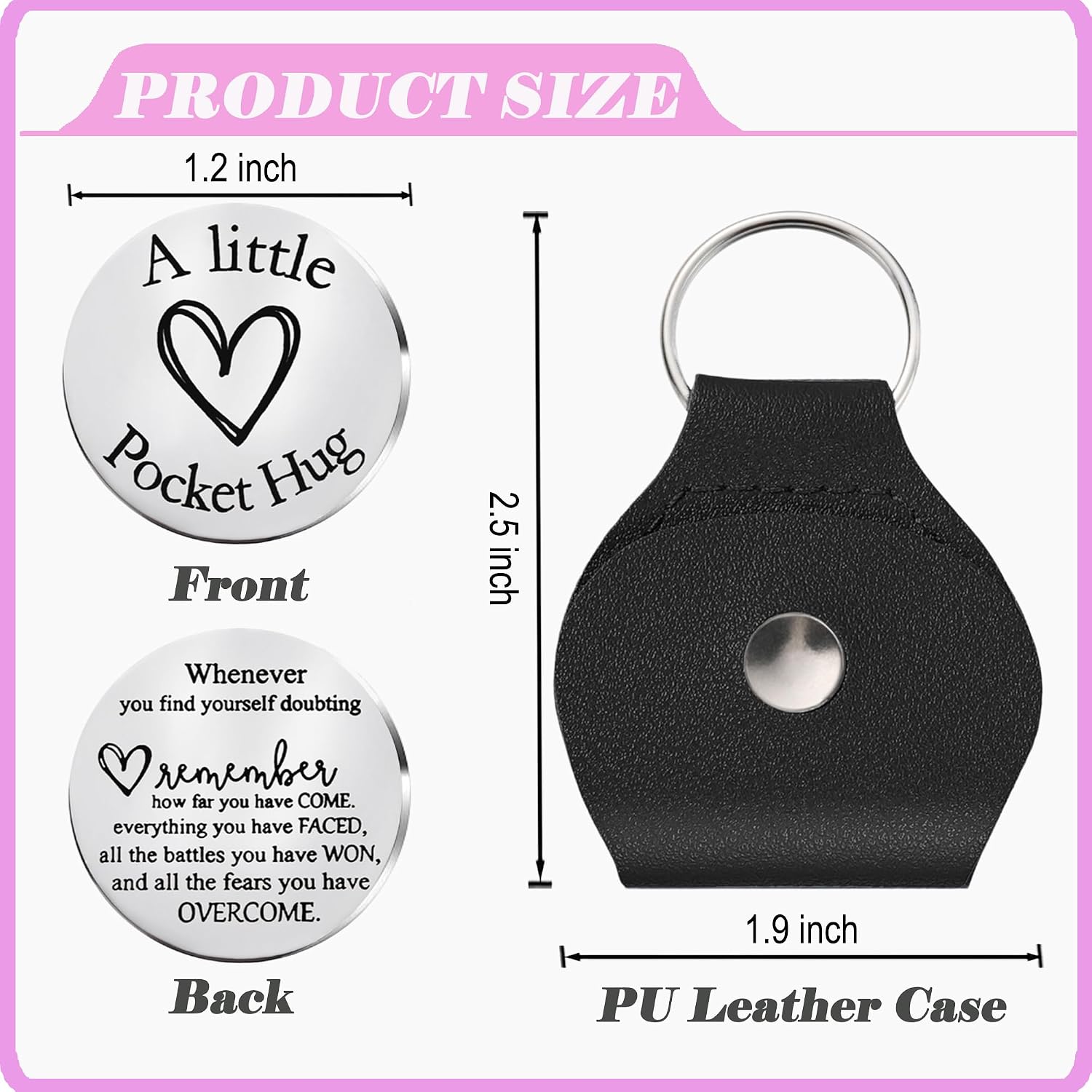 Pocket Hug Token Keychain for Women & Men - Inspirational Gifts for Him & Her Christmas Valentine's Day Graduation