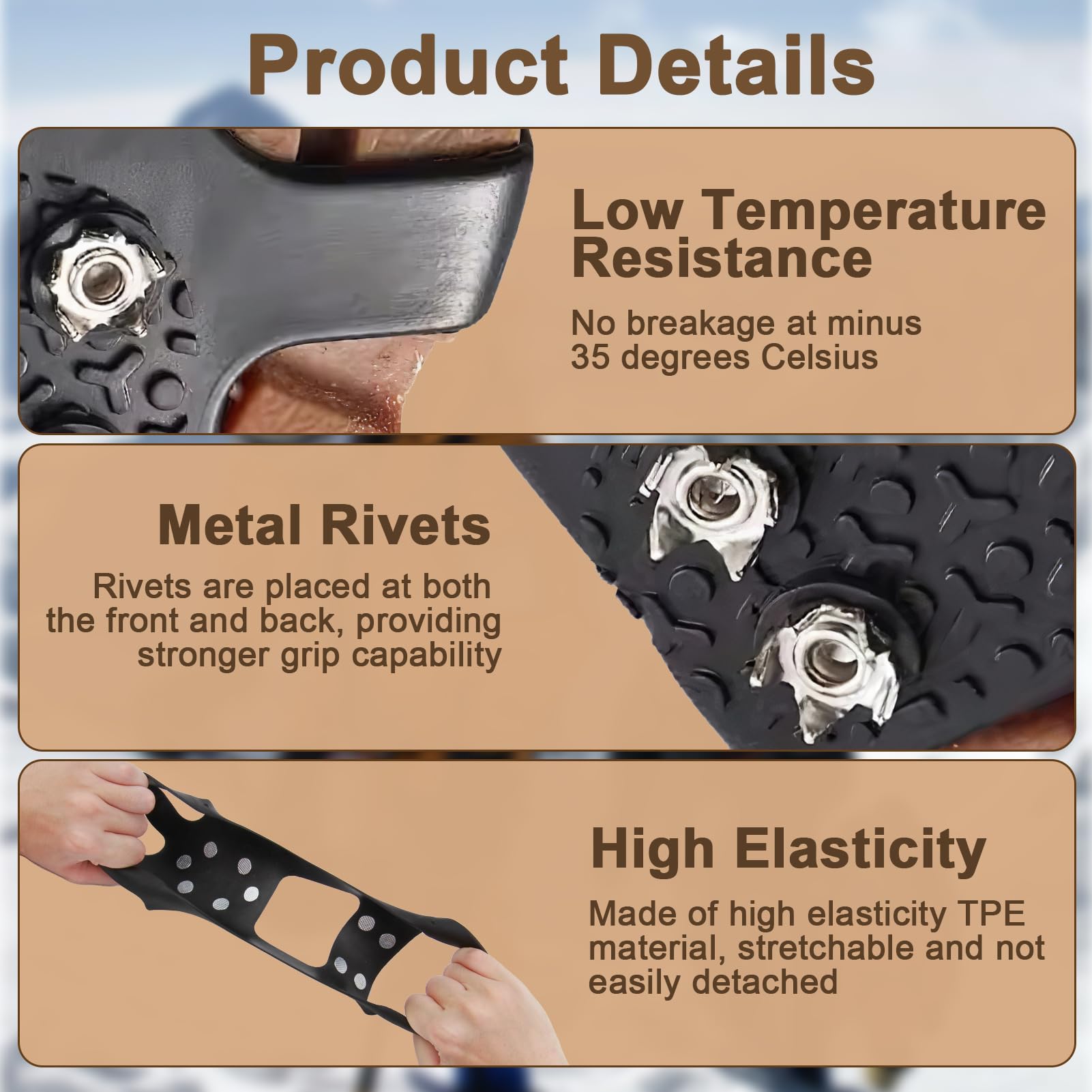 Ramponi Da Ghiaccio Antiscivolo - 10 Punte Acciaio Inox Per Trekking Invernale E Camminate Su Ghiaccio - Foto 3