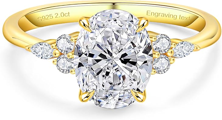 KRKCLIFE Moissanite Engagement Rings for Women, 2CT Promise Ring for Her
