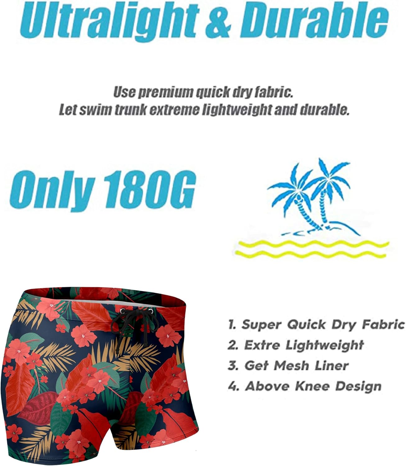 COOFANDY Swim Trunks for Men Sexy Swim Brief Square Leg Swimsuit Swimming Short Bathing Suit with Pocket S-XXL - Image 5