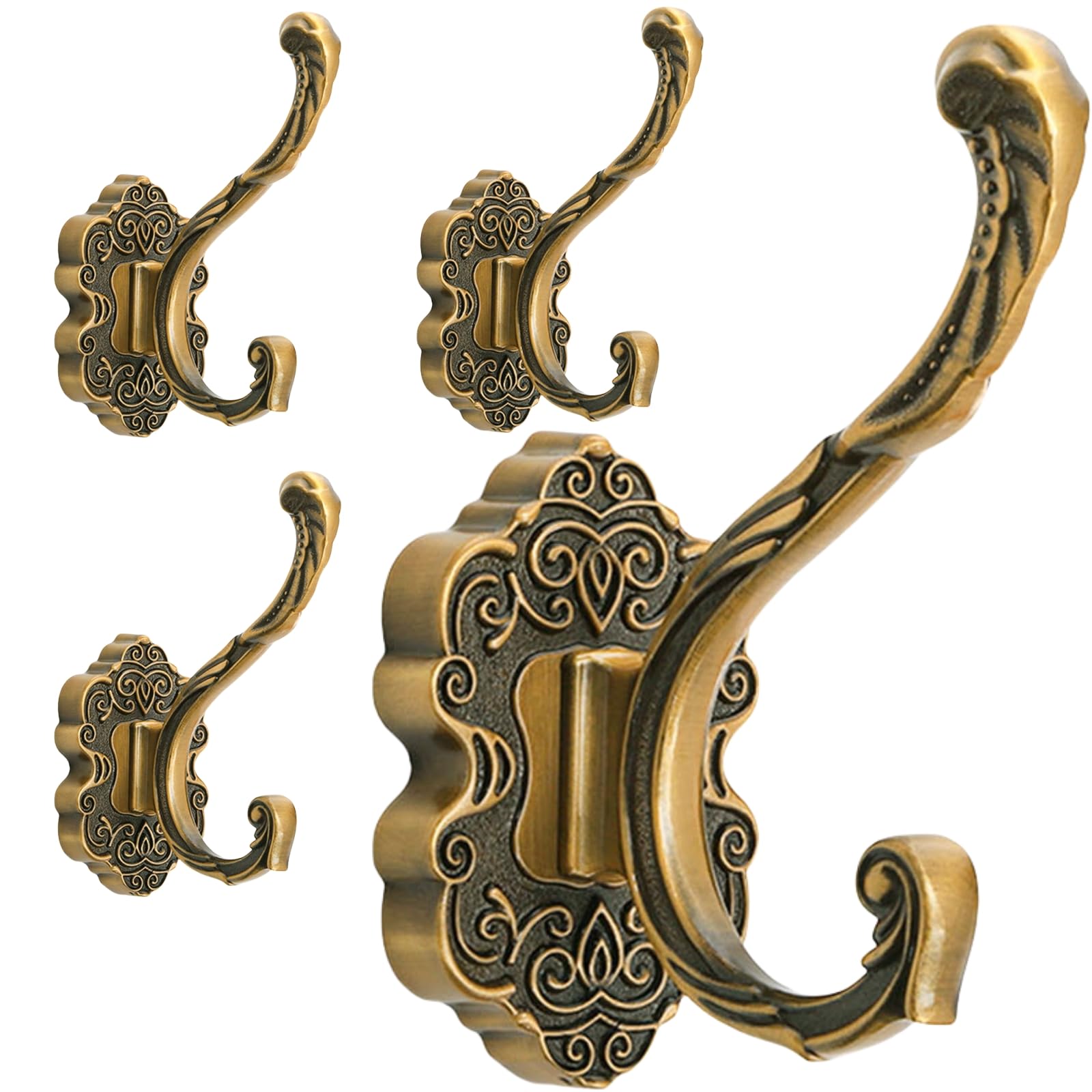 Amazon.com: Peohud 4 Pack Vintage Coat Hooks, Antique Brass Wall