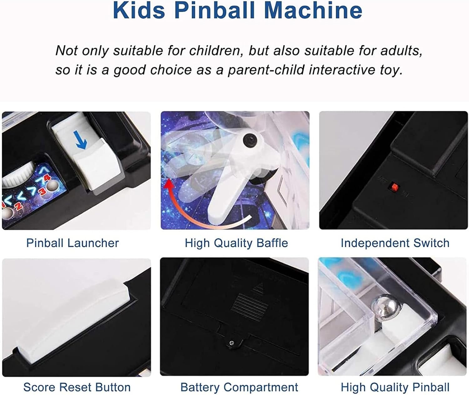 PHATM Compact Tabletop Marble Arcade for Small Space Pinball Machine Retro Arcade Machine Electronic Super Marble Game with Scorer Lights Music