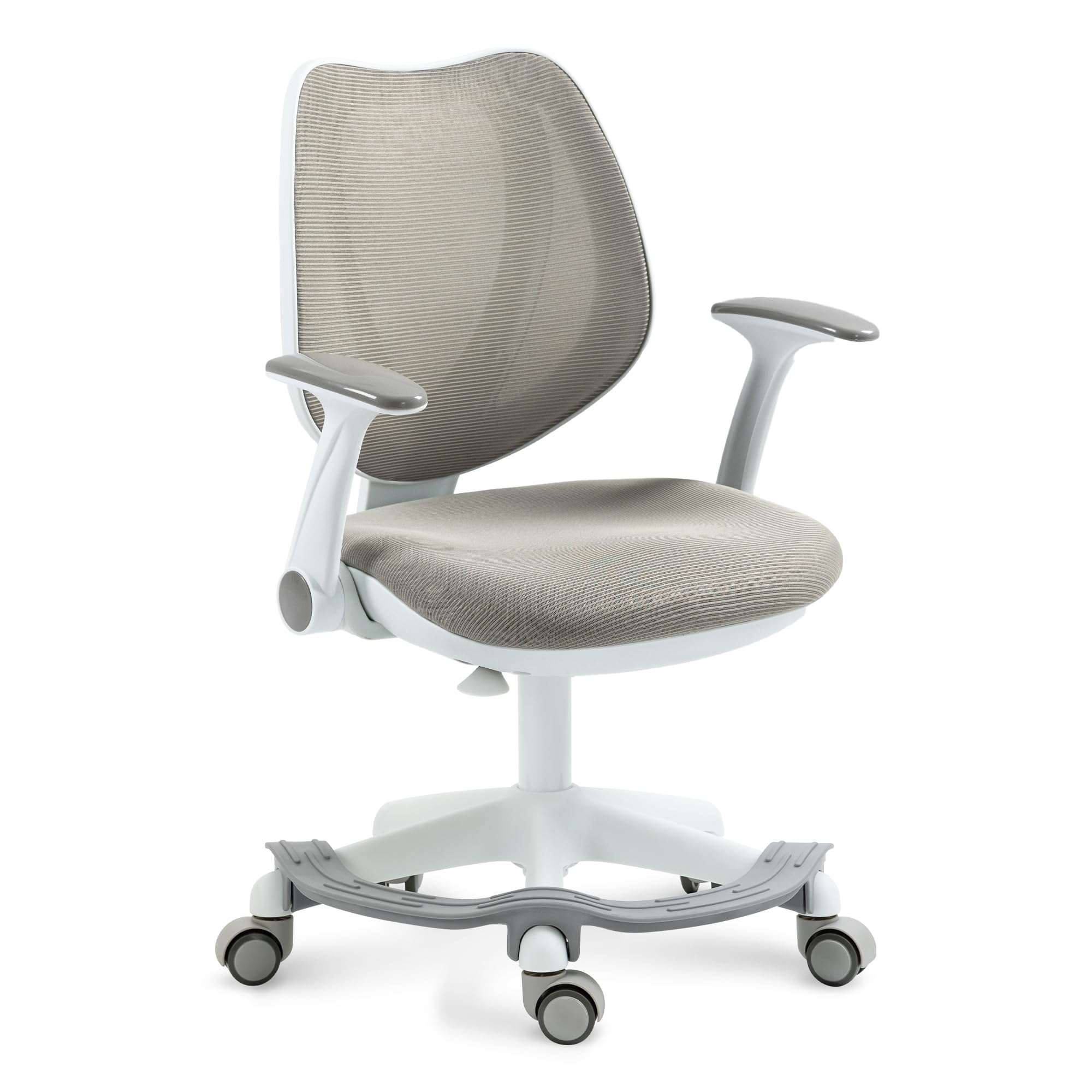 HOMEFUN Kids Desk Chair, Computer Chairs with Armrest and Footrest for Boys Girls Cute Mesh Ergonomic with Adjustable Height Swivel Safe Sit-Locking Casters Gray
