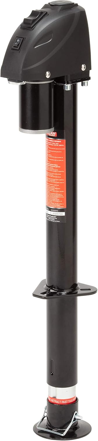 Uriah Products UC250010 12V DC Electric Trailer Jack with LED Light (2,500lb. Lift Capacity), Black