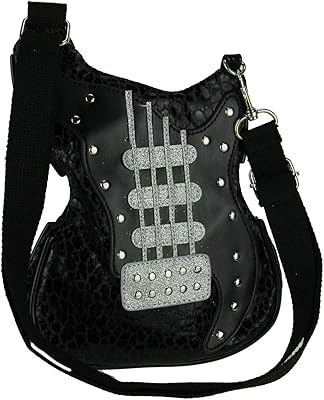 Things2Die4 Superstar Rock Star Electric Guitar Crossbody Purse, Black, Small