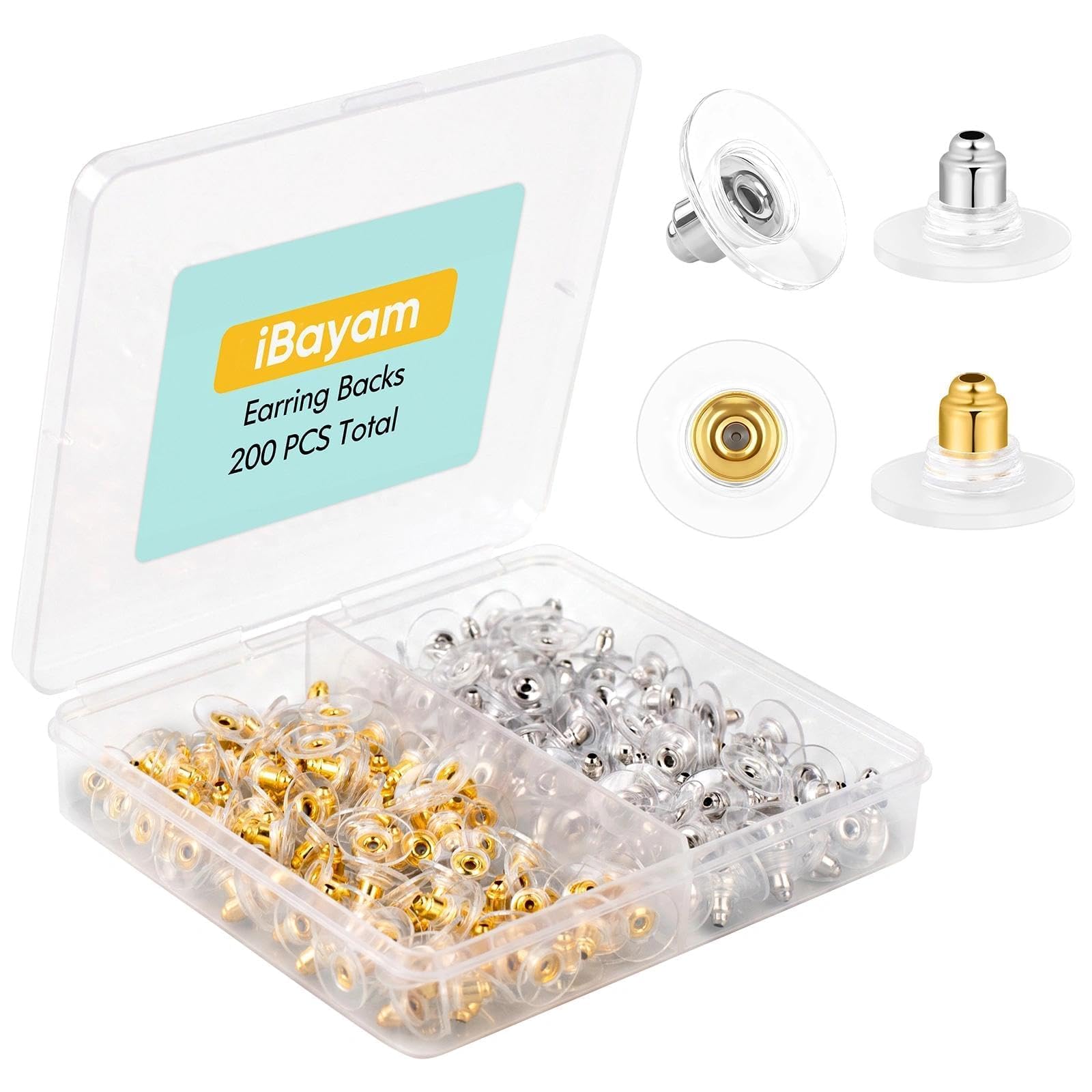 iBayam Earring Backs, 200PCS Earring Backings Replacements for Studs