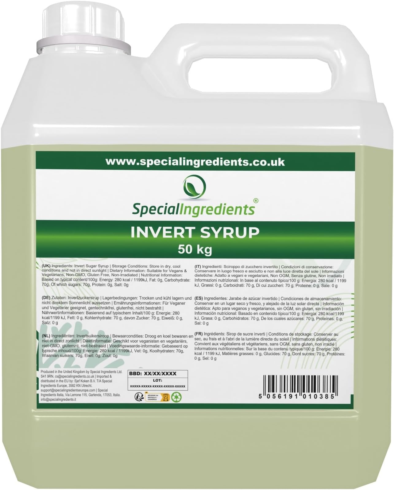 Invert Syrup (Inverted Sugar Syrup) 50kg Premium Quality Non-GMO, Gluten Free – Recyclable Container