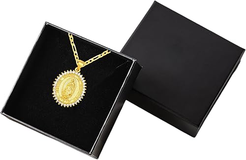 Miniatura 6 de Collar Nuestra Señora de Gudalupe de 20" Chapado en Oro de 14K - Guadalupe Medalla Oro Laminado - Guadalupe Cadena Para Mujer- Collar Virgen María,