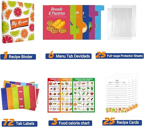 Miniatura 5 de Carpeta de recetas de 7.8 x 8.7 pulgadas, libro de recetas en blanco para escribir tus propias recetas, organizador de libros de cocina de 3