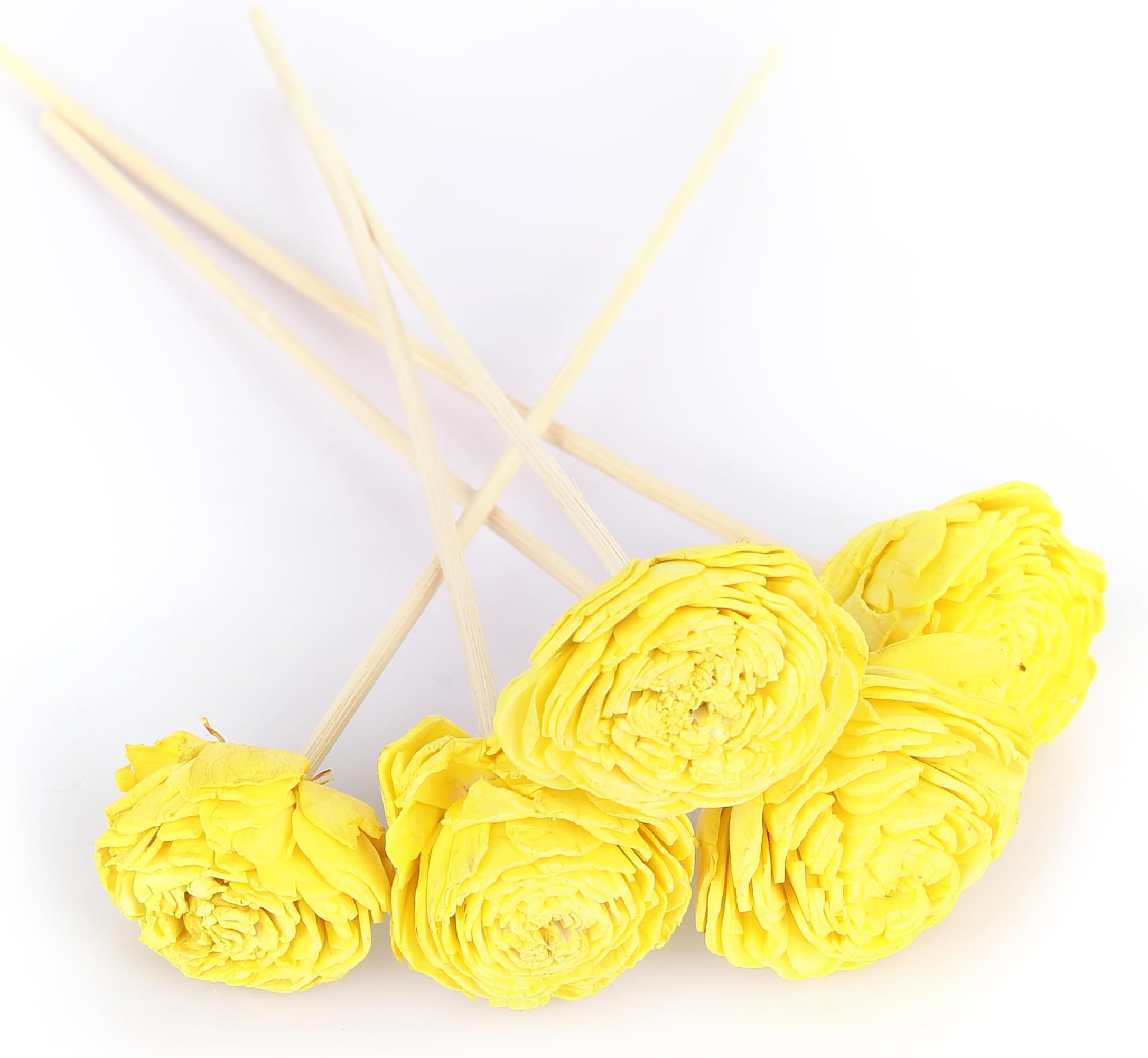 ROYAL SAPPHIRE Amos Rattan Reed Diffuser Sticks 8inches with Flower Head Pack of 10 pcs (Yellow)