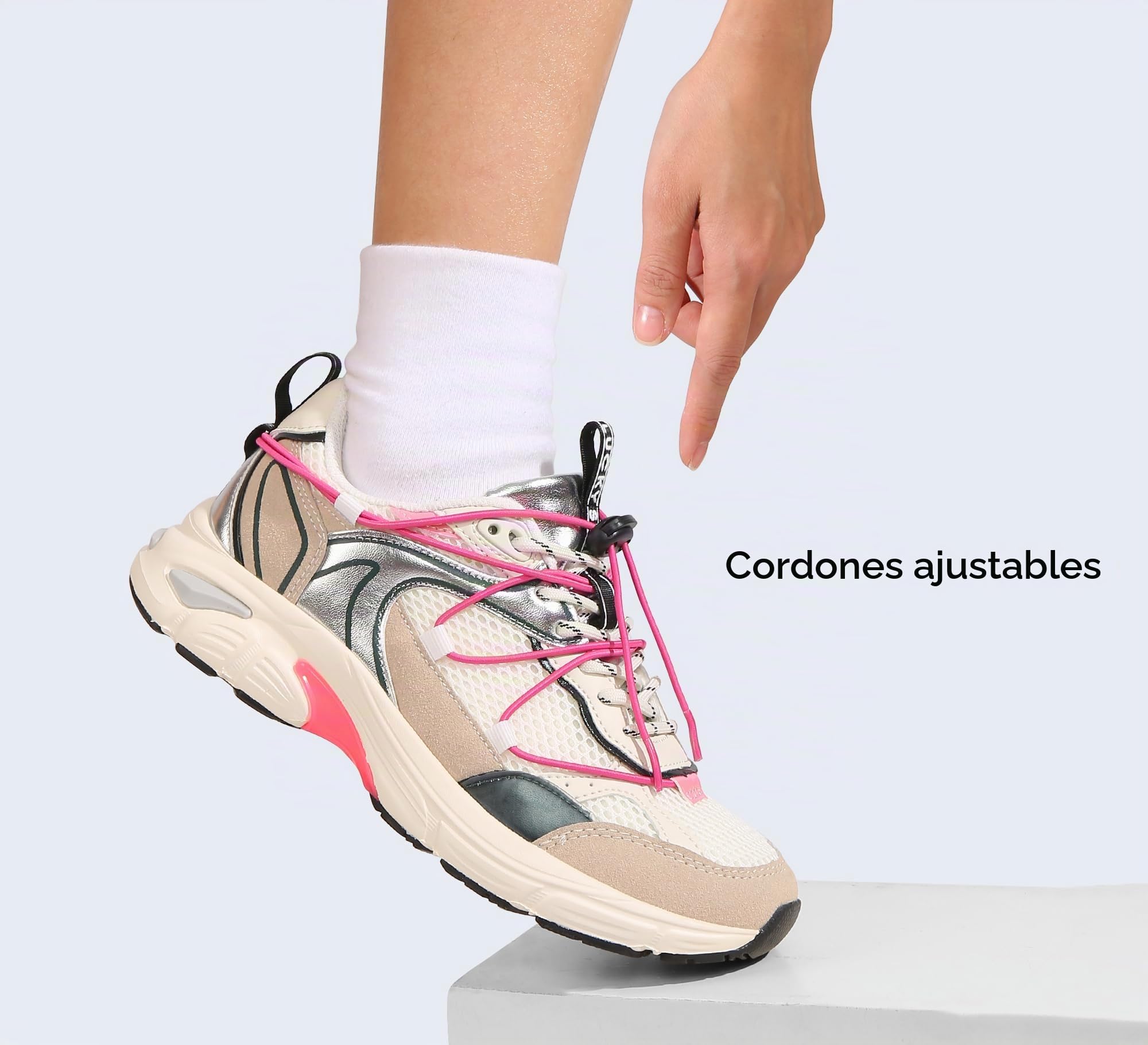 LUCKY STEP Zapatillas Deportivas Mujer con Plataforma, de Malla y Cordón Ajustable para Running, Gimnasio, Trabajo y Estilo de Vida Casual y Deportivo