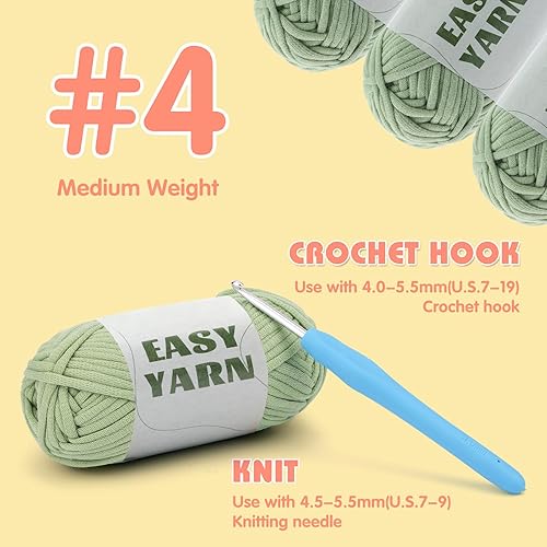 Miniatura 28 de Hilo de 1.76 x 1.76 onzas para tejer y tejer, hilo de algodón fácil de ganchillo para principiantes, con costuras fáciles de ver, peso peinado medio