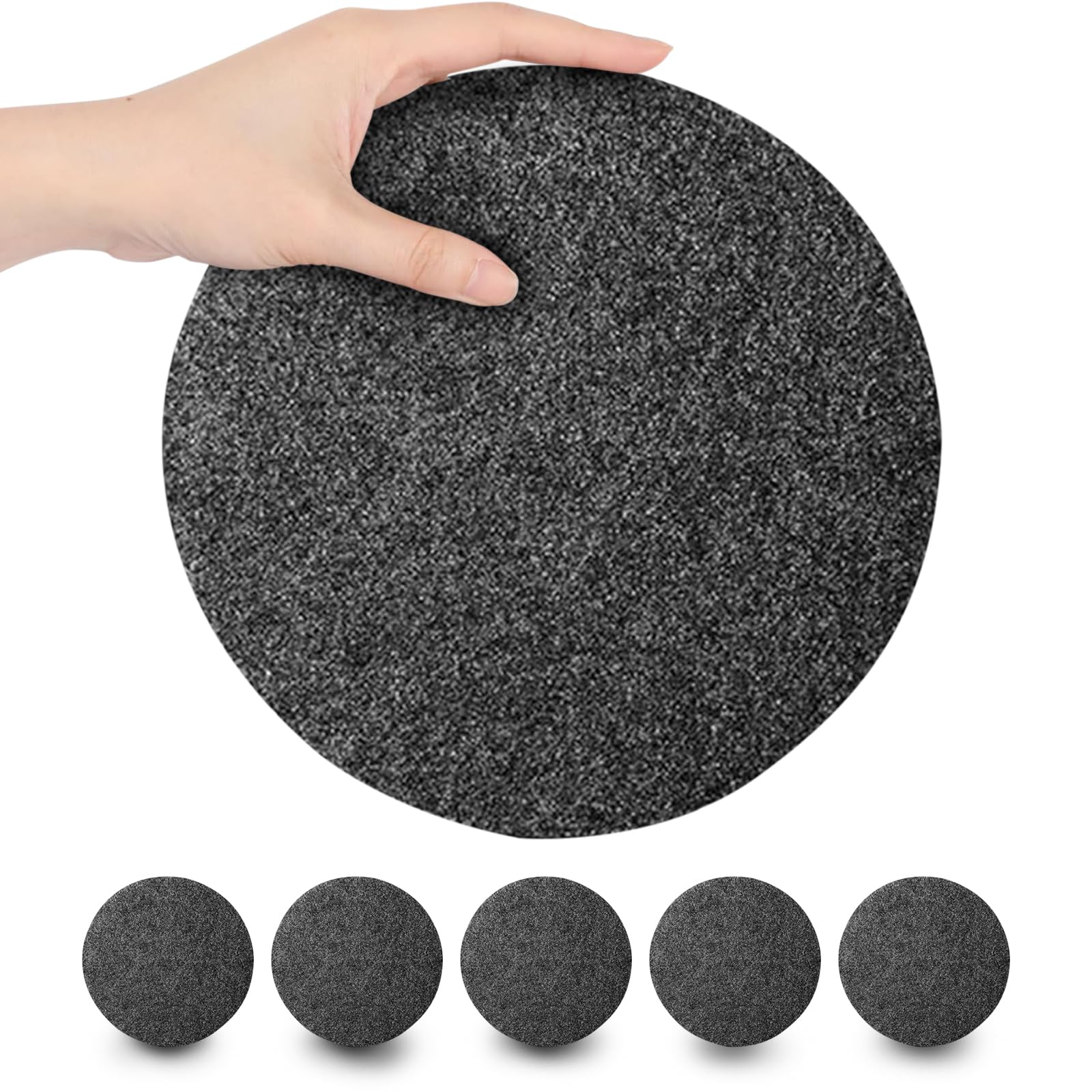 6 Tappetini in Feltro Tondi Ø 20cm – Tappetini Resistente in Feltro Antracite per Bicchieri, Pentole, Ciotole – Sottopentola e Protezione per Tavolo
