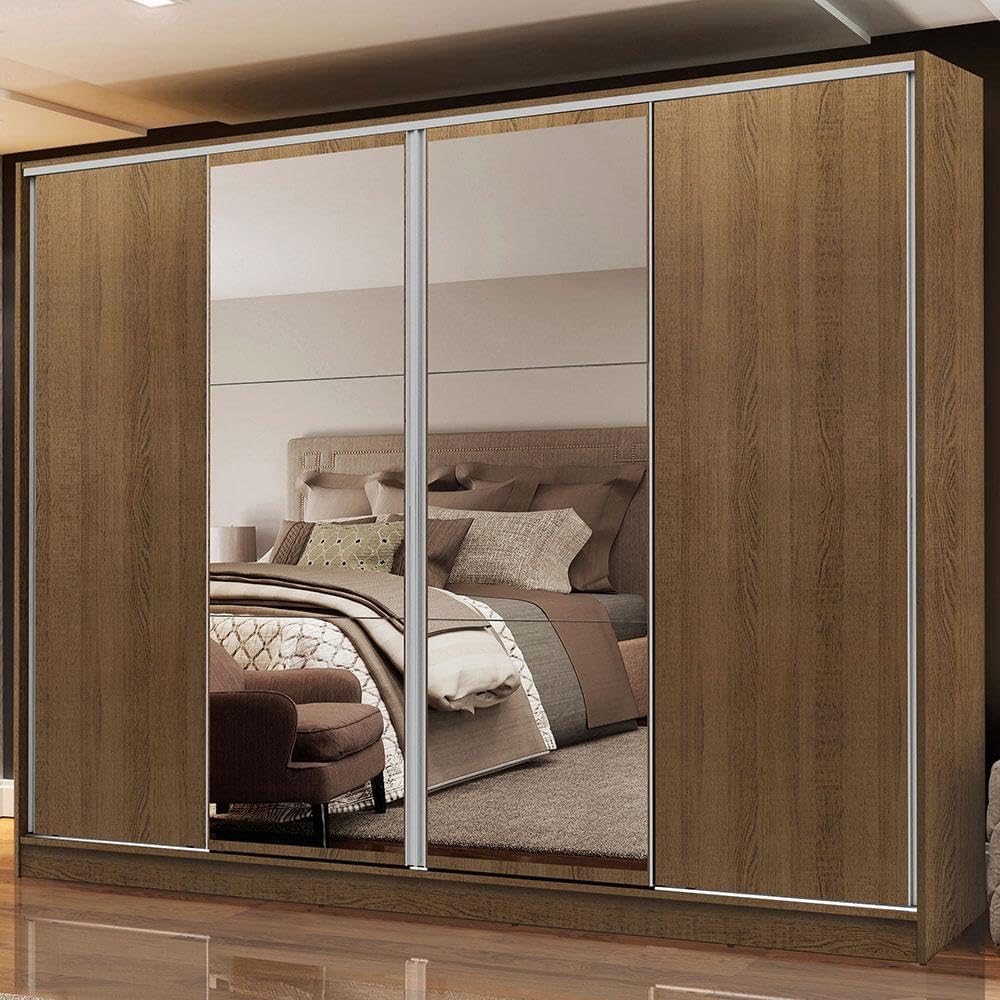 Guarda-roupa Casal Madesa Apolo 4 Portas de Correr com Espelho