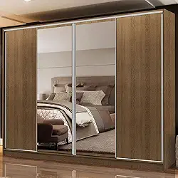 Guarda-roupa Casal Madesa Apolo 4 Portas de Correr com Espelho